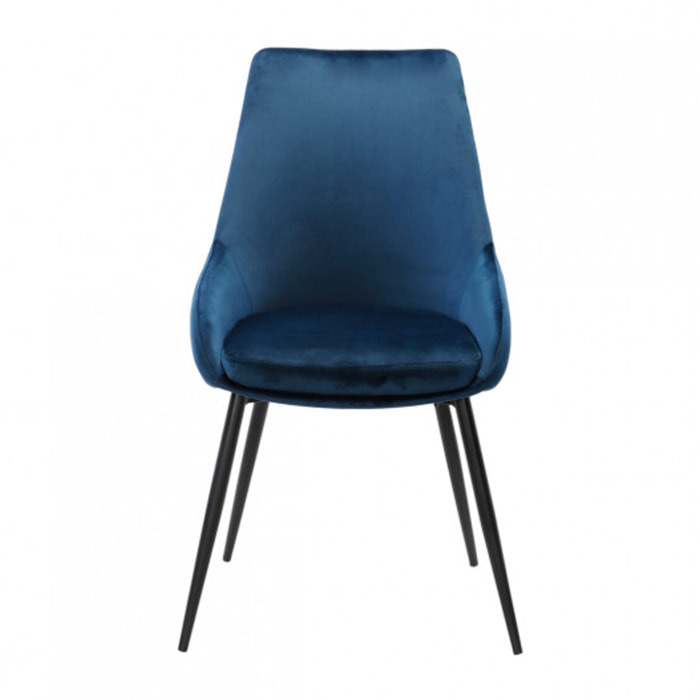 Chaise en velours avec piètement métal noir - MONDO