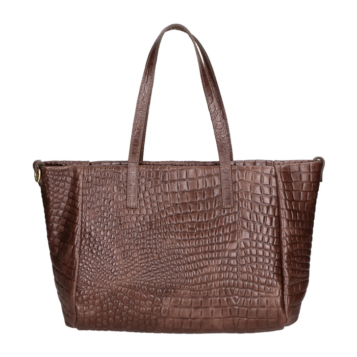 Borsa a spalla da donna - Modello Lorella - Vera pelle croco - 37.0 x 23.0 x 10.0 cm
