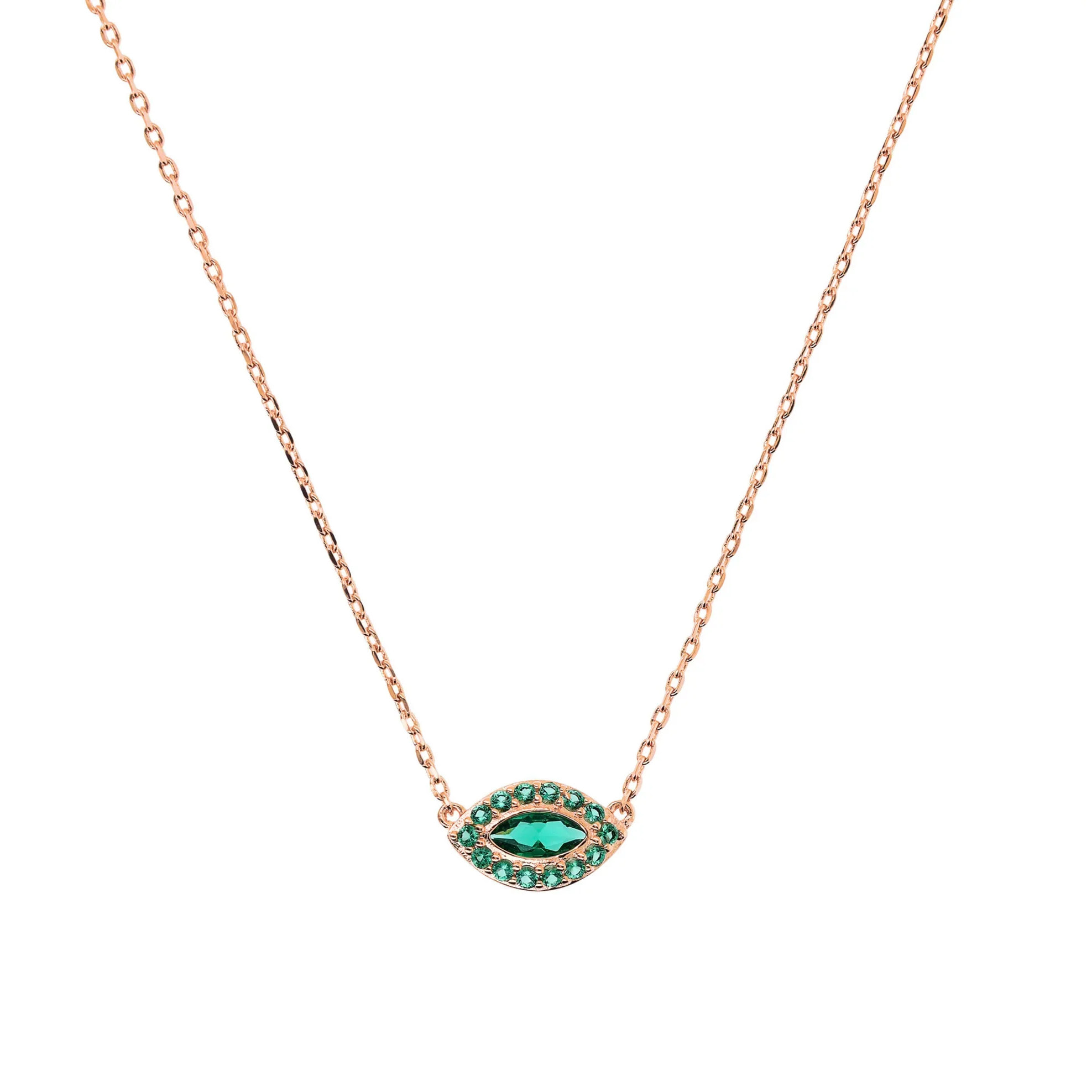 Collana Catena Forzatina con Pendente Marquise in Cubic Zirconia Rosa