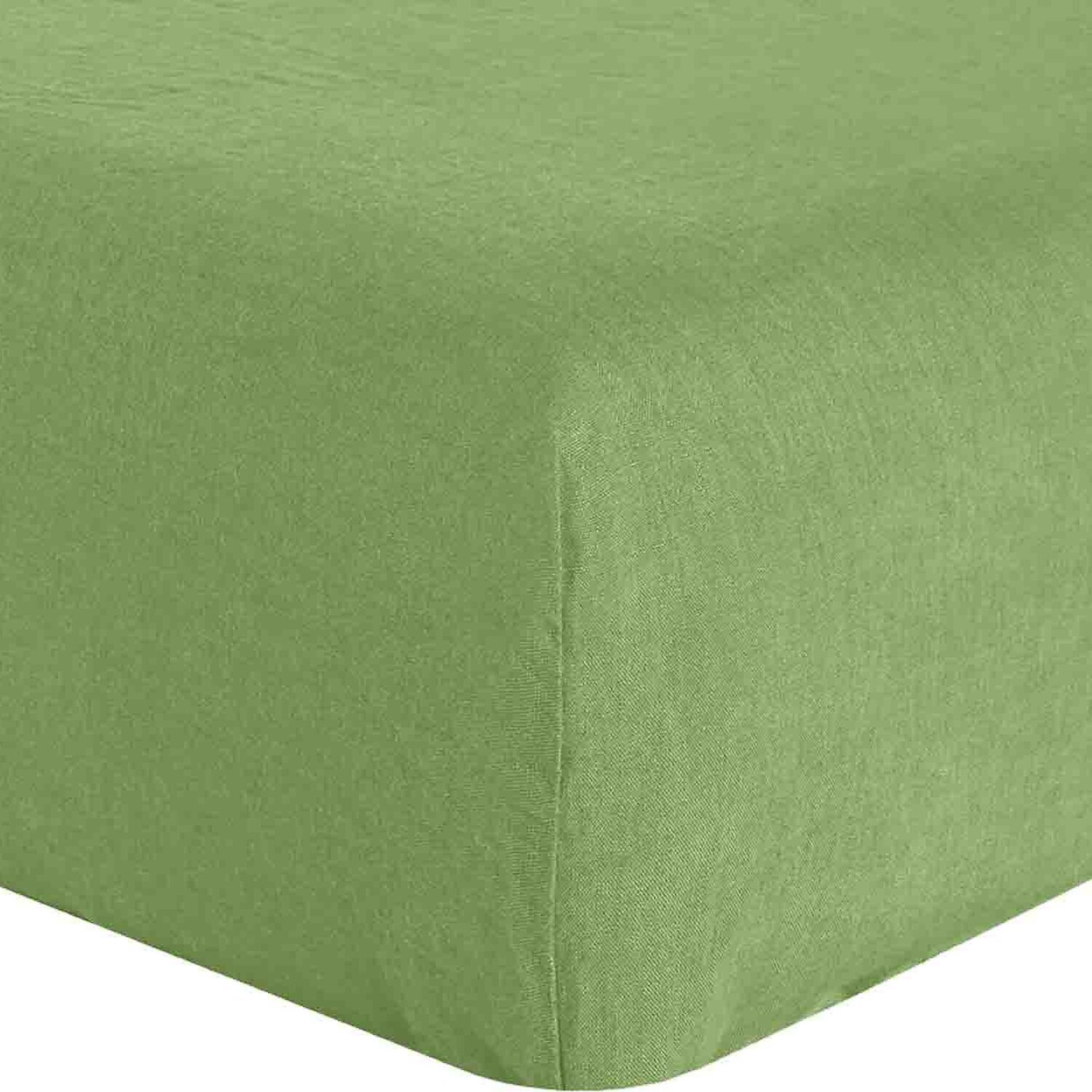 Drap housse bonnet:30cm 100% lin lavé 160g kiwi