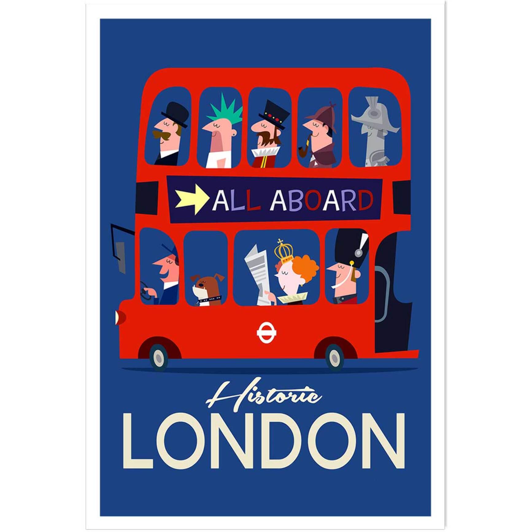 Poster retro bus london Affiche seule