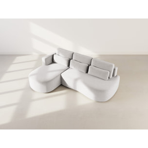 Mahina - canapé d'angle gauche 4 places convertible avec coffre en velours côtelé - Gris clair