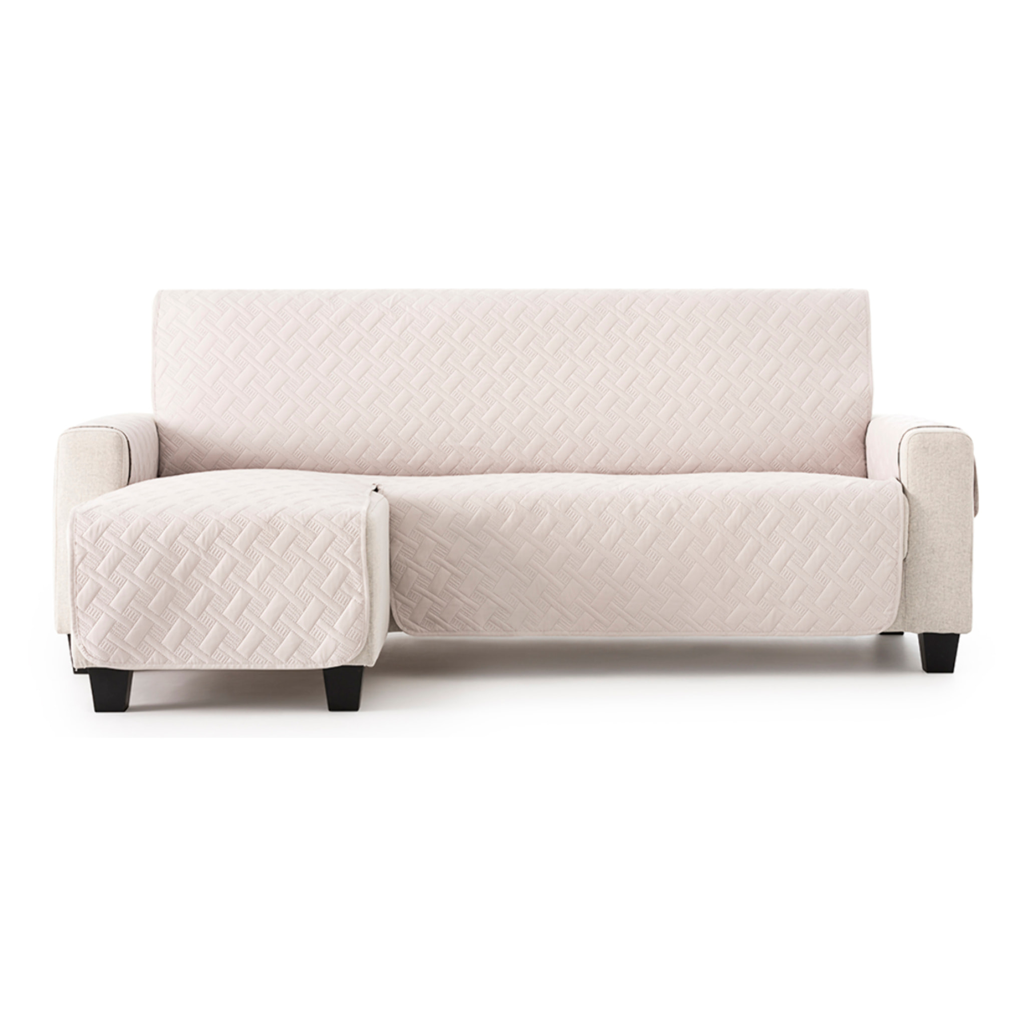 Cubre sofá para Chaise Longue DRY acolchado y antimanchas marfil (brazo izquierdo)