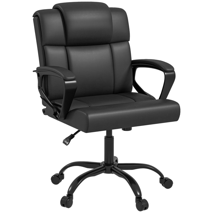 Chaise de bureau ergonomique - hauteur réglable, pivotante 360° - accoudoirs rembourrés - acier synthétique noir