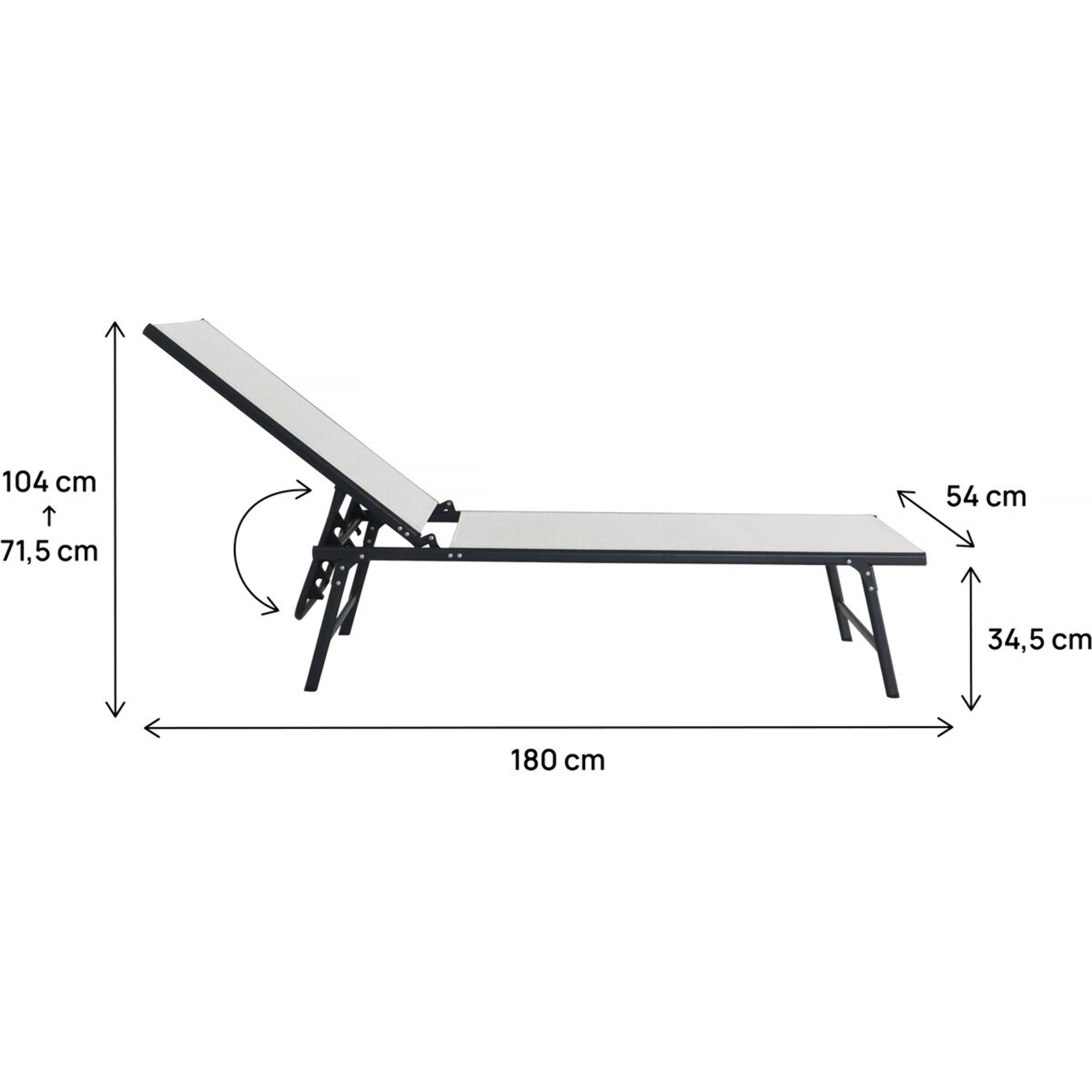 Lot de 2 bains de soleil en métal "Sublima" - 180 x 54 x 104 cm - Beige