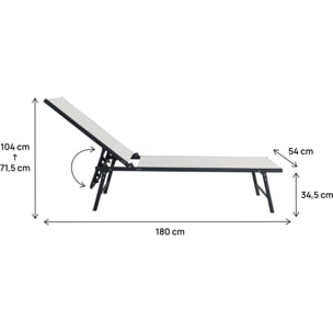 Lot de 2 bains de soleil en métal "Sublima" - 180 x 54 x 104 cm - Beige
