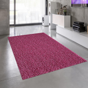 Grand tapis Shaggy longues mêches Nuni motif uni et couleur rose