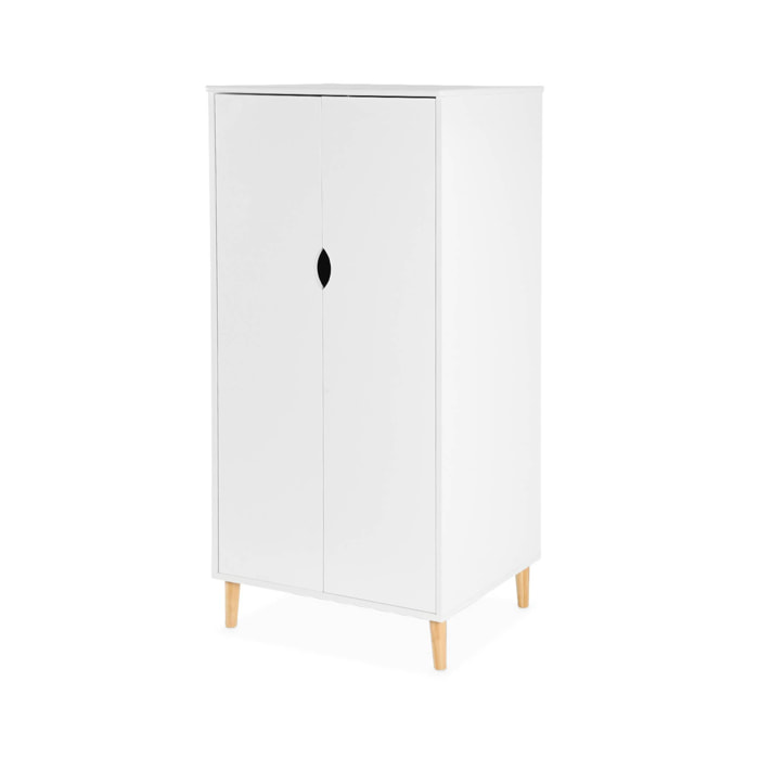 Dressing blanc penderie enfant armoire. pieds en pin