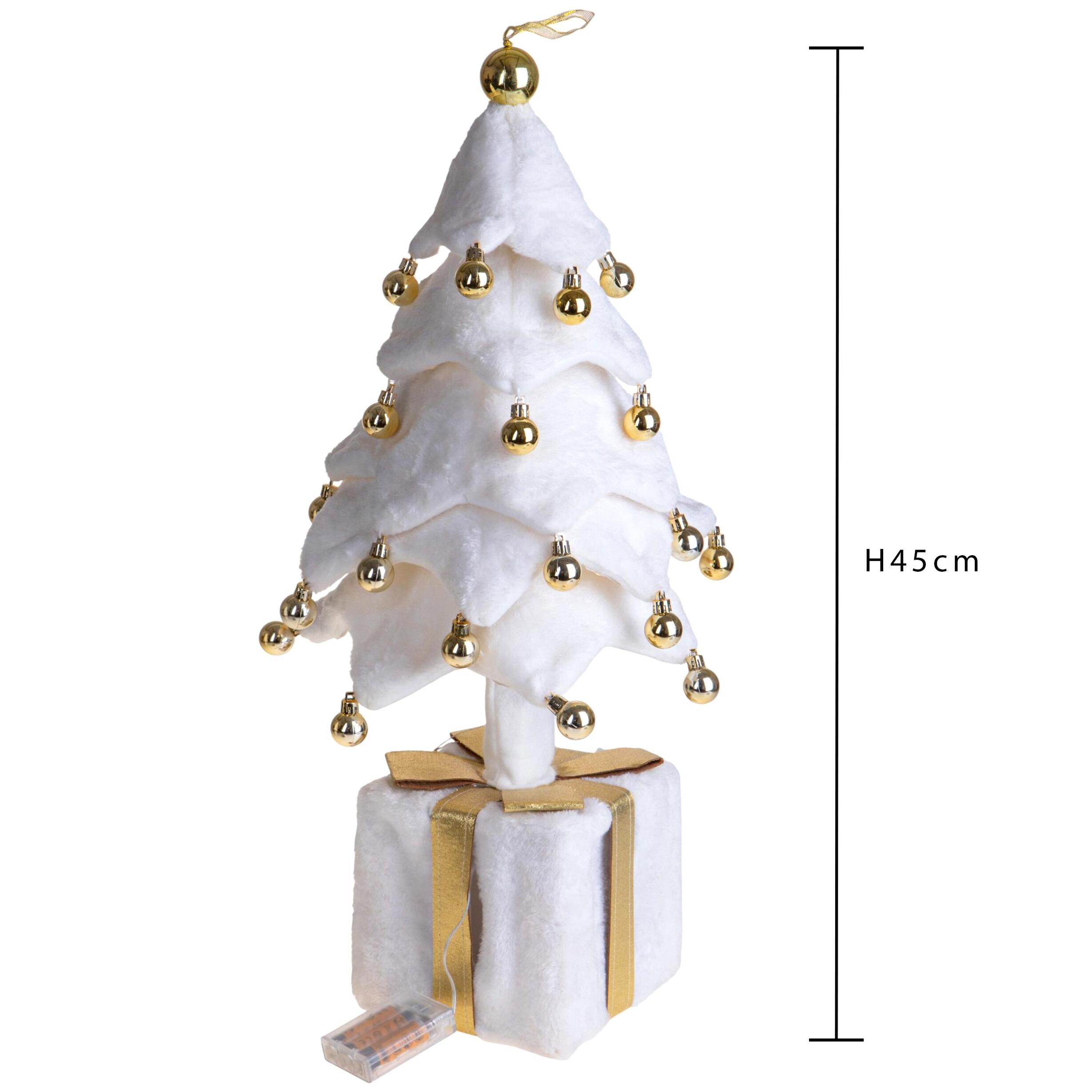 Albero con sfere pacco dono e led - Pezzi 2 - BIANCO - Bianchi Dino SpA