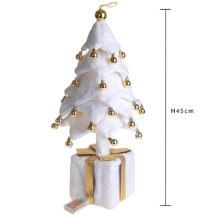 Albero con sfere pacco dono e led - Pezzi 2 - BIANCO - Bianchi Dino SpA
