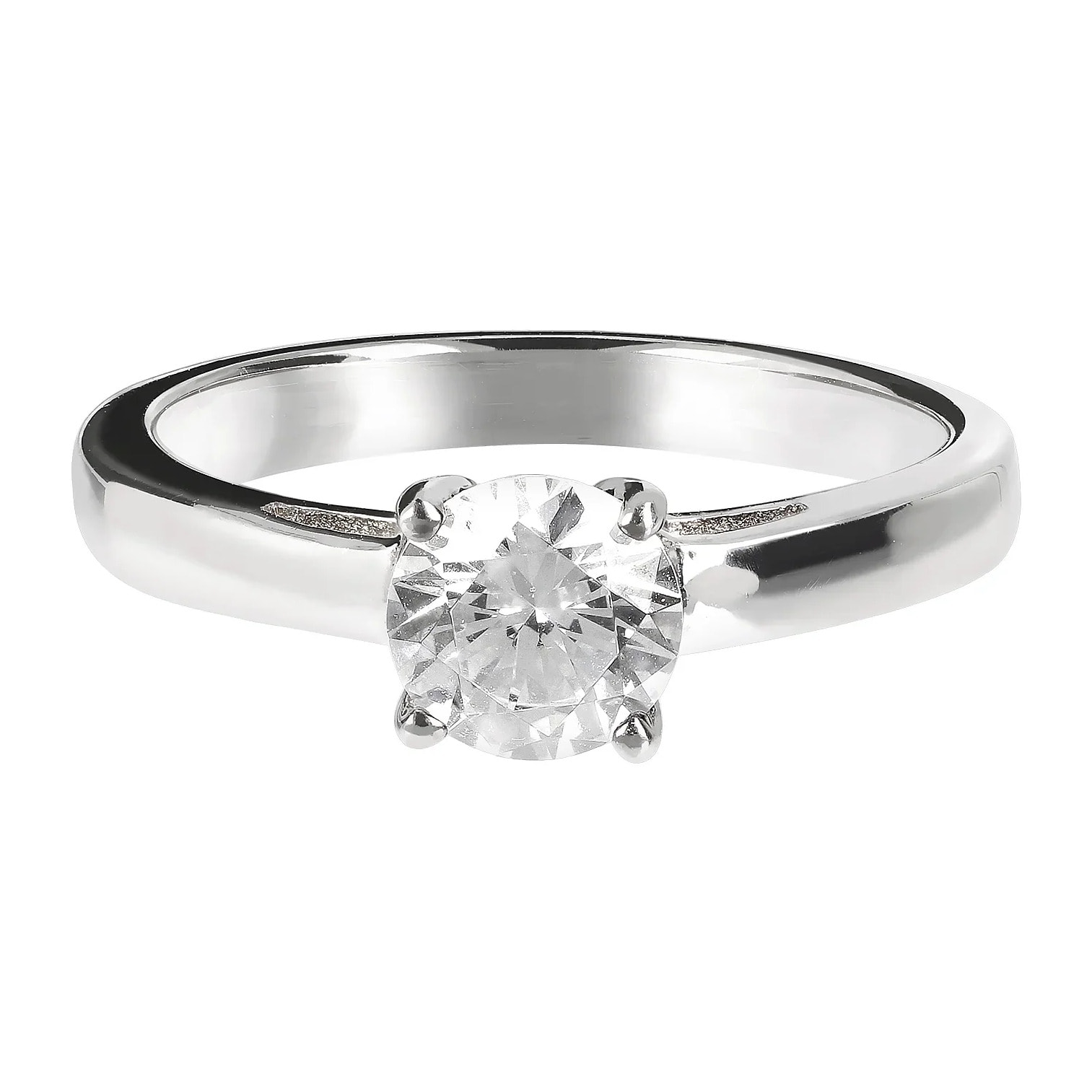 Anello Solitario Classico con Cubic Zirconia in Argento 925 placcato Platino