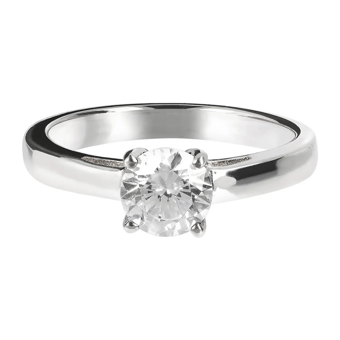 Anello Solitario Classico con Cubic Zirconia in Argento 925 placcato Platino