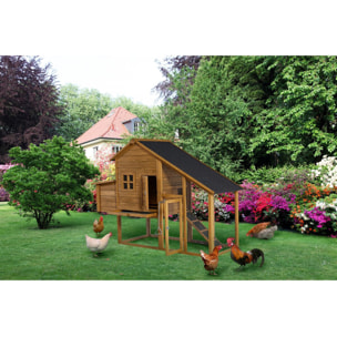 Poulailler "Princesse" avec pondoir en bois - 4 poules - Marron