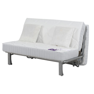 Banquette BZ VIRGINIA 160x200, matelas Dunlopillo, coton gris