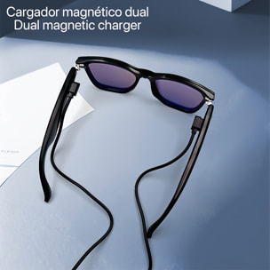 Occhiali intelligenti GS05, chiamata bluetooth, assistente vocale, controllo remoto della fotocamera, occhiali da sole magnetici.