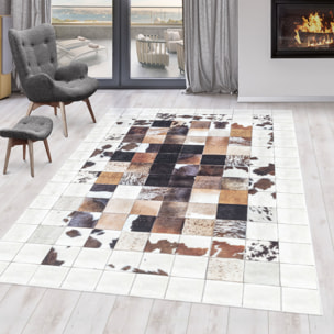 FIESTA - Tapis patchwork imitation peau multicolore