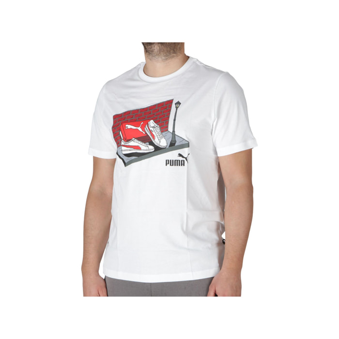 T-Shirt Puma Graphics Sneaker Box Tee White Bianco