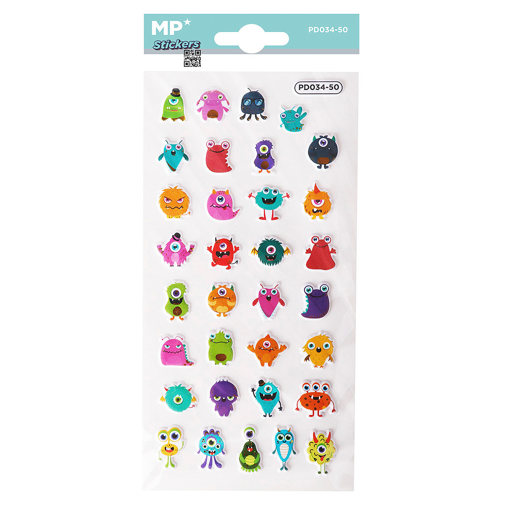 PACK 24 Uds. ADESIVI STICKERS IN RILIEVO DESIGN MOSTRI