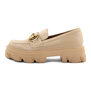 Mocassino Donna colore Beige-Altezza tacco:5cm