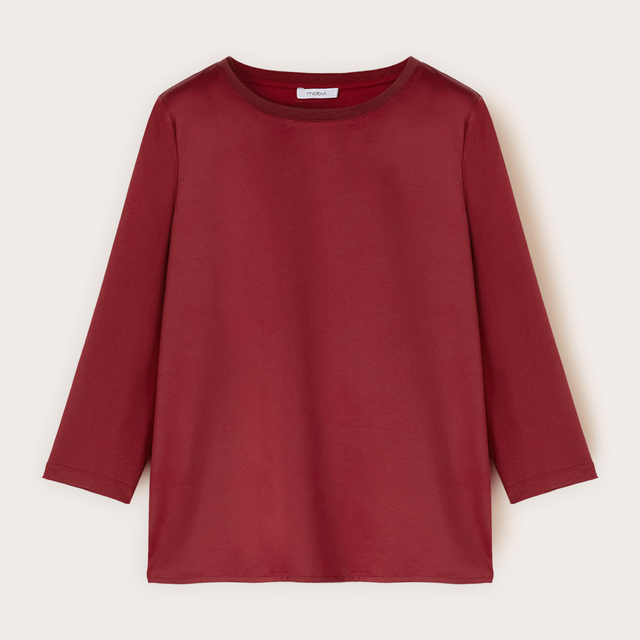 Motivi - T-shirt basic bimaterica - Bordeaux