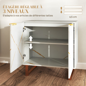 Buffet salon meuble de rangement style moderne avec placard à 2 portes, étagère réglable, pieds en métal - dim. 76,5 x 39 x 77 cm, blanc