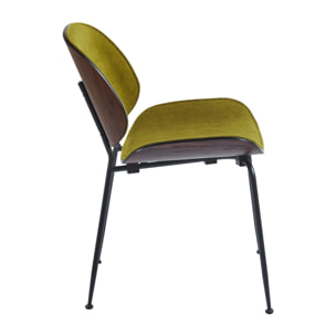 Set da 4 sedie da sala da pranzo verdi con gambe in metallo nere - Elizabeth