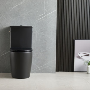 Brevis WC à poser complet sans bride en céramique avec abattant SoftClose, rinçage Vortex, noir mat (SATBRE031RTORVPBKM)