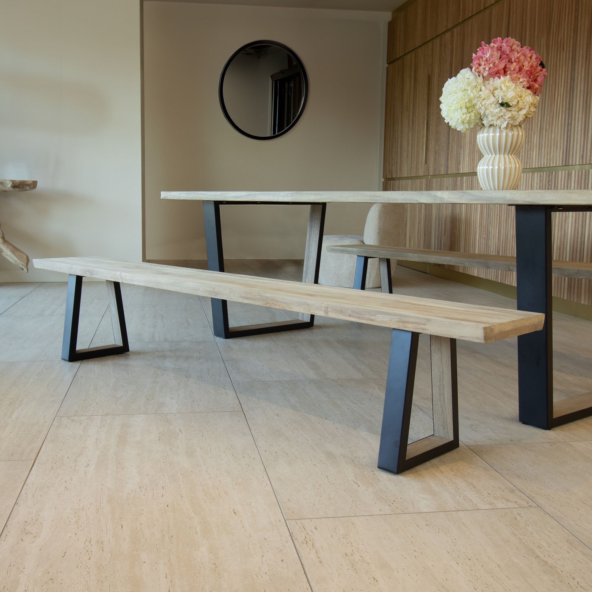 Lot de 2 bancs en bois d'acacia 230cm HERA