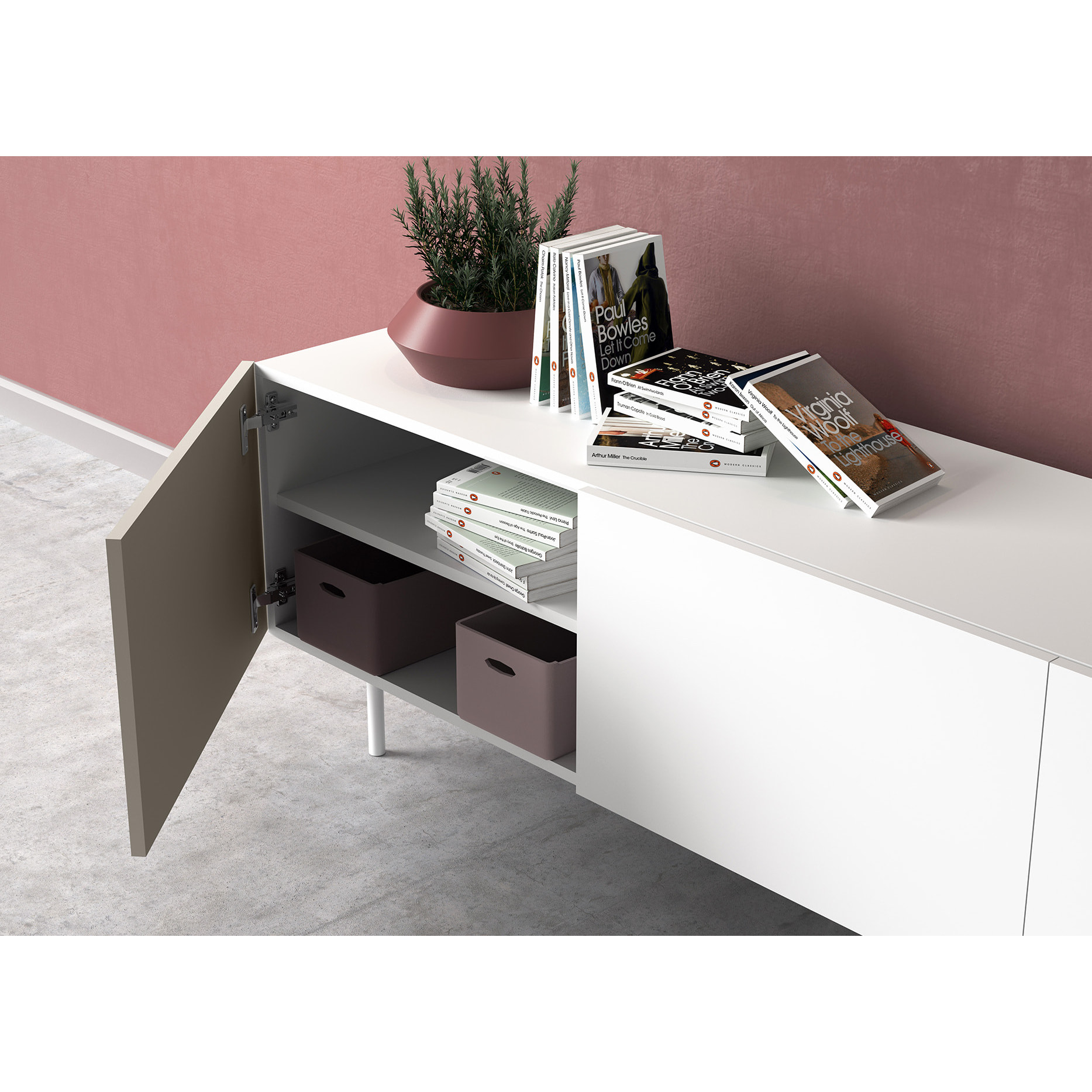 Bajo tv 3 puertas Printed blanco y arena 52x180x44 cm