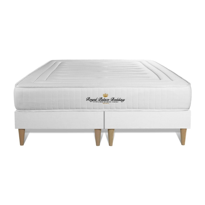 Ensemble - Matelas Ressorts ensachés et mémoire de forme 22cm d'épaisseur - 3 zones de confort - Confort ferme - Sommier tapissier monobloc - 2 places