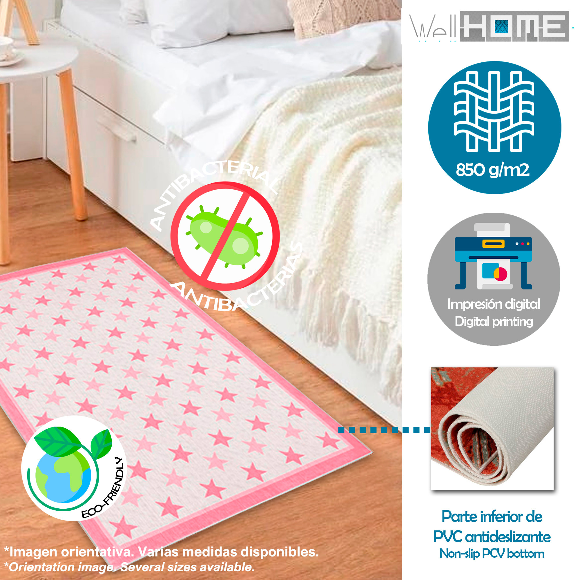 Alfombra infantil de Poliester estampada 80 x 150cm