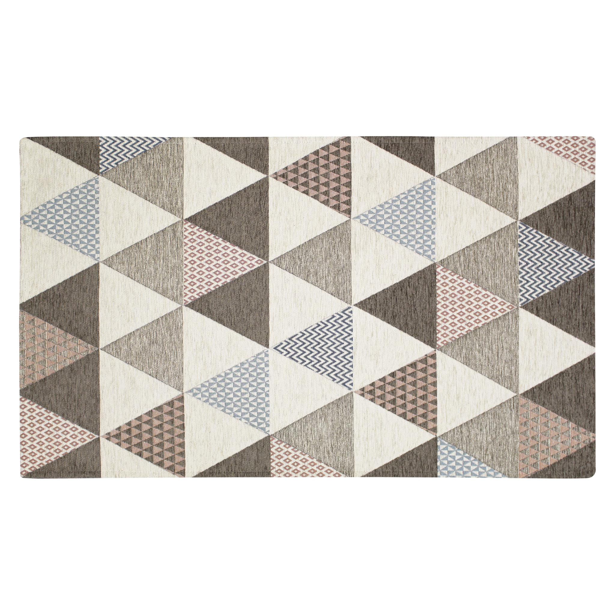 TAPPETO ARREDO TRIANGOLI GRIGIO CALDO 65X175 CM CON ANTISCIVOLO