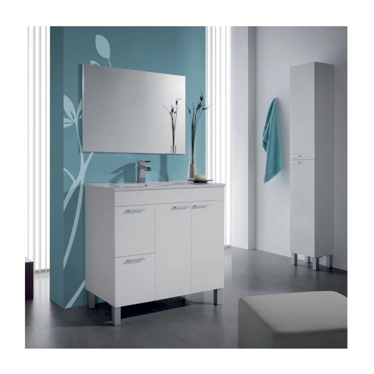 Columna de baño Koncept 2 puertas Blanco brillo