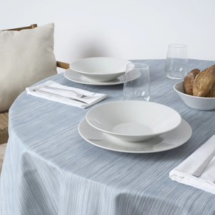 Nappe ronde enduite Lesa 125 Bleu poudré - 100% coton - traitement antitaches - Bleu