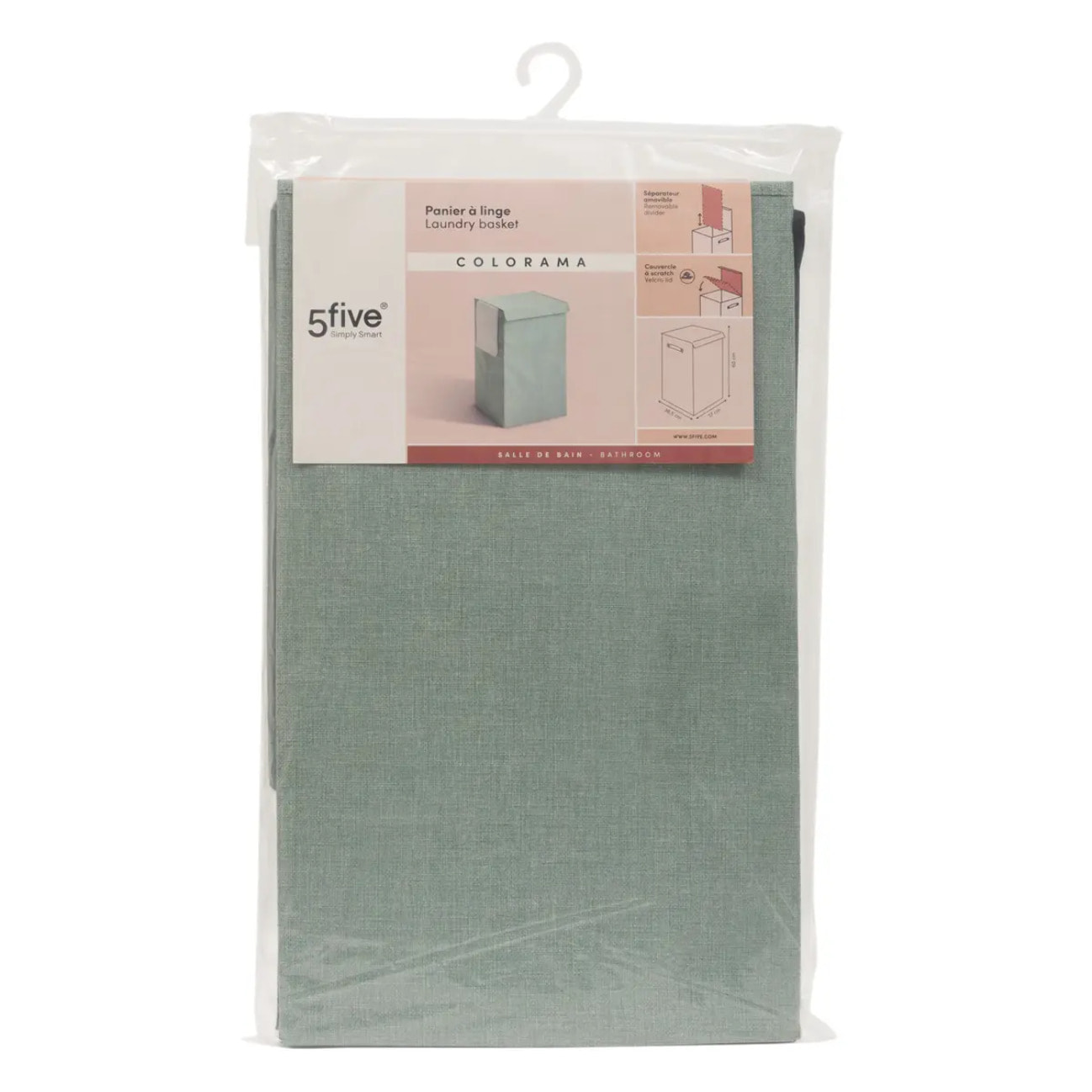 Corbeille à linge Colorama rectangulaire pliable 74L vert céladon