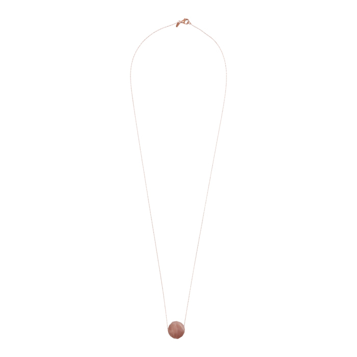 Collana Catena Ritorta con Pendente Sferico in Pietra Naturale Agata Rosa Sfaccettata in Argento 925 placcato Oro rosa 18Kt