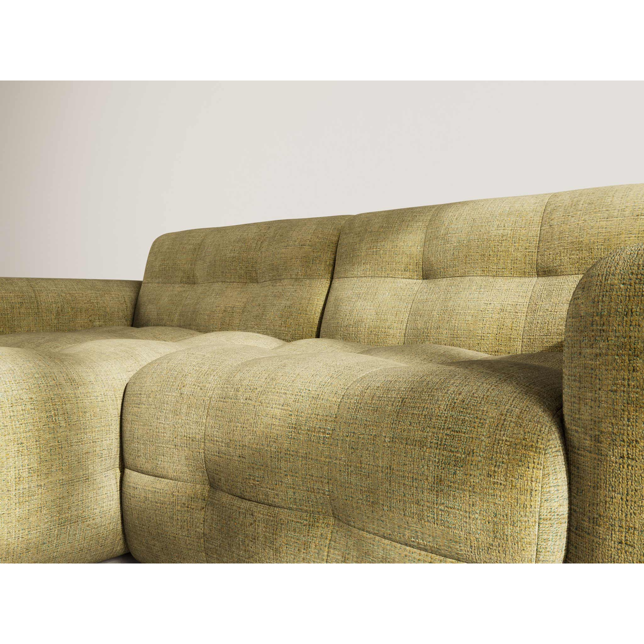 Diane - Canapé d'angle gauche 4 places en velours texturé - Vert Kaki