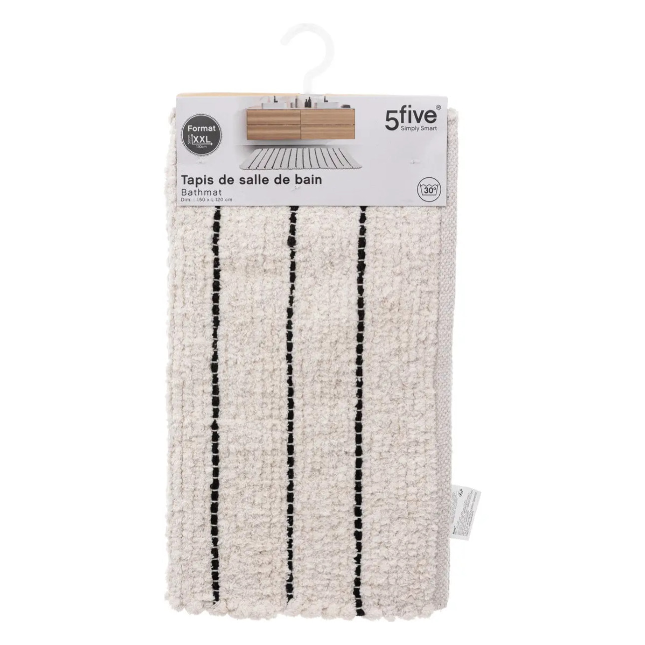 Tapis rayé microfibre 50x120cm - Blanc