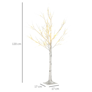 Arbre lumineux LED - décoration lumineuse de Noël - 72 LEDS - 1,2H m - métal PP blanc