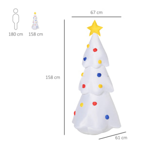 HOMCOM Árbol de Navidad Inflable 158 cm de Altura con Luces LED e Inflador Decoración Navideña para Interiores Exteriores 67x61x158 cm Blanco