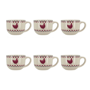 Lot de 6 jumbos 45cl en grès avec décor campagne GALLINA