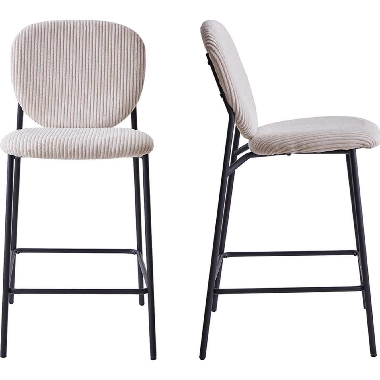 Lot de 2 tabourets de bar en velours côtelé - BETTY
