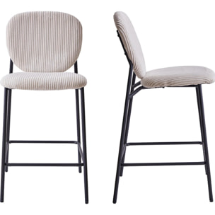 Lot de 2 tabourets de bar en velours côtelé - BETTY