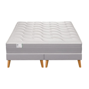 Ensemble LE PUISSANT matelas H25 ressort ensachés, mi-ferme, 2 sommiers