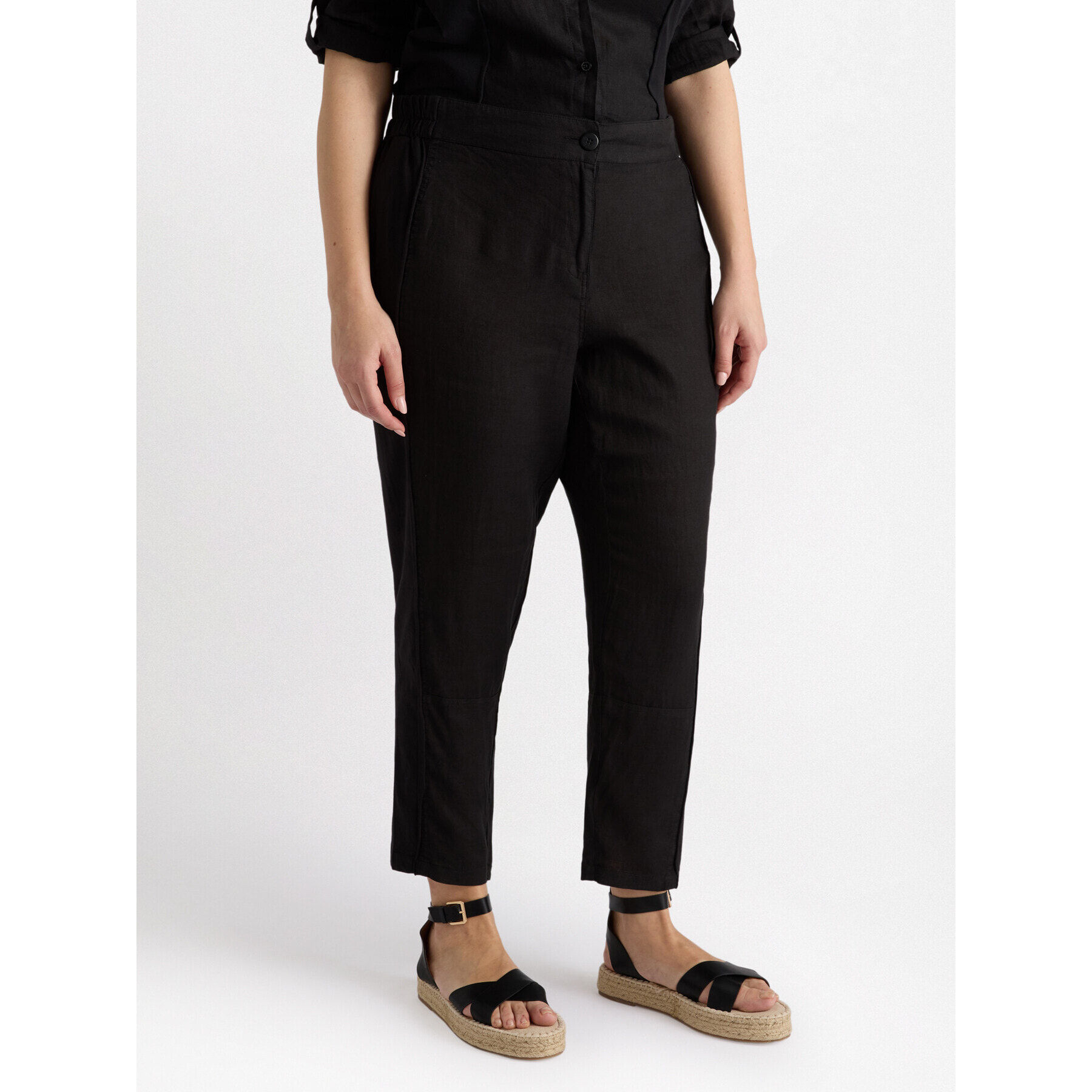 Fiorella Rubino - Pantaloni dritti in lino - Nero