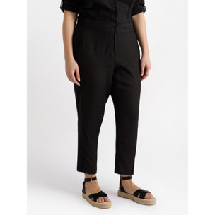 Fiorella Rubino - Pantaloni dritti in lino - Nero