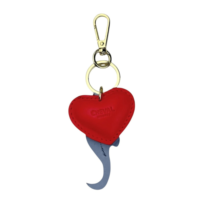 Llavero de corazón rojo Cheval Firenze con caballito de mar azul