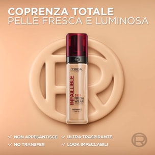 Fondotinta Liquido 140 Cool Rosé Infaillible 32H Fresh Wear SPF 25 con Vitamina C Waterproof Illuminante Coprente Ultra-Traspirante No-Transfer