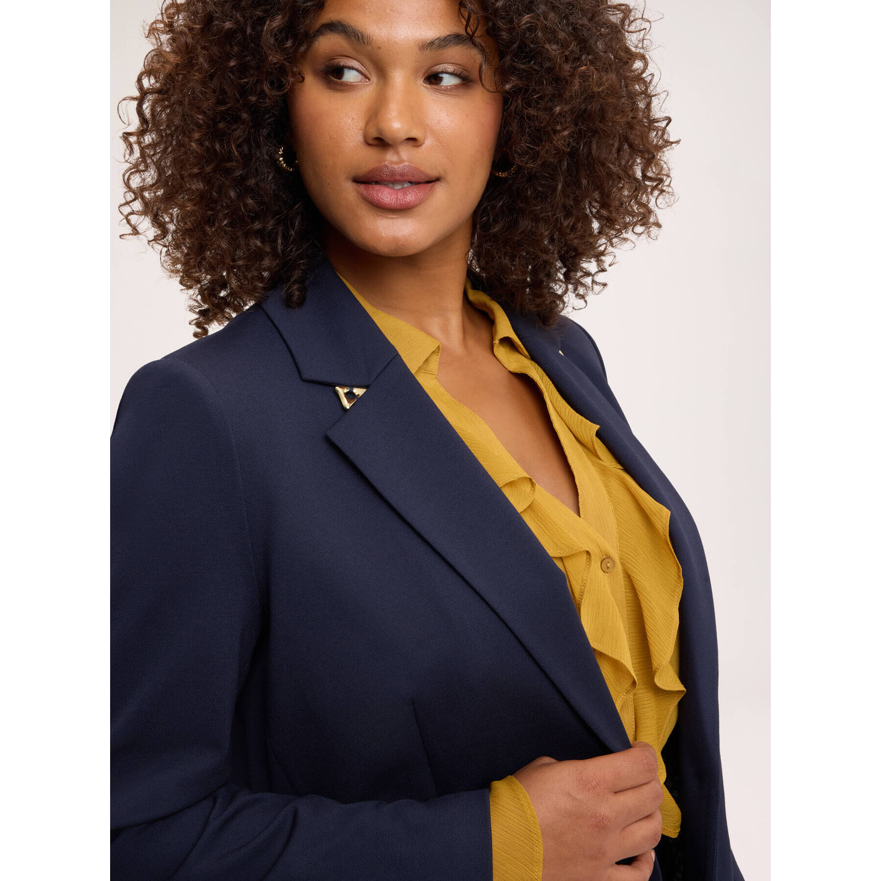 Fiorella Rubino - Blazer en punto Milano con detalles metálicos - Azul