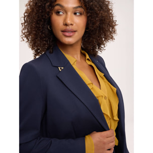 Fiorella Rubino - Blazer en punto Milano con detalles metálicos - Azul